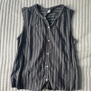 blue and white pinstripe blouse